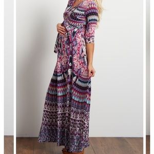Pink Blush Maternity Abstract Maxi