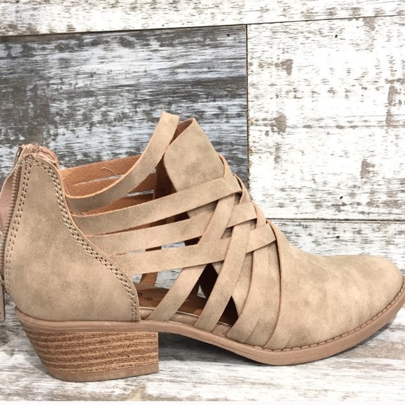 Strappy Taupe Booties - Picture 2 of 5