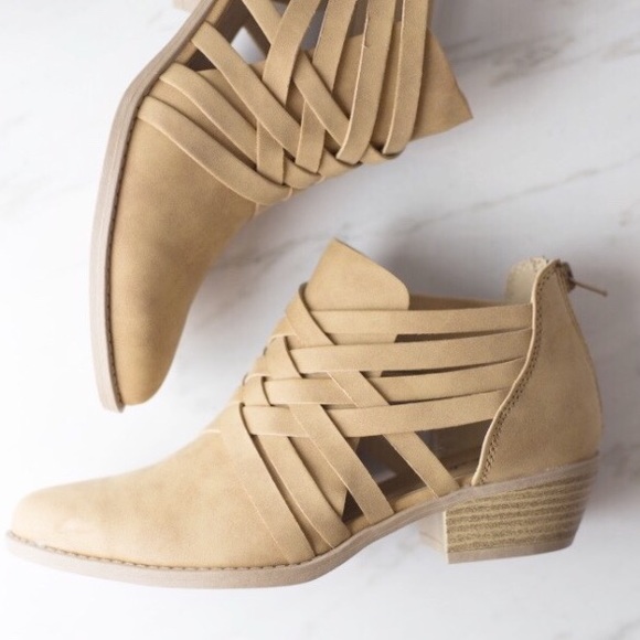 Strappy Taupe Booties - Picture 4 of 5