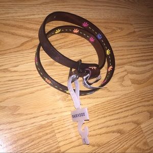 Dockers Brown Leather Floral Belt