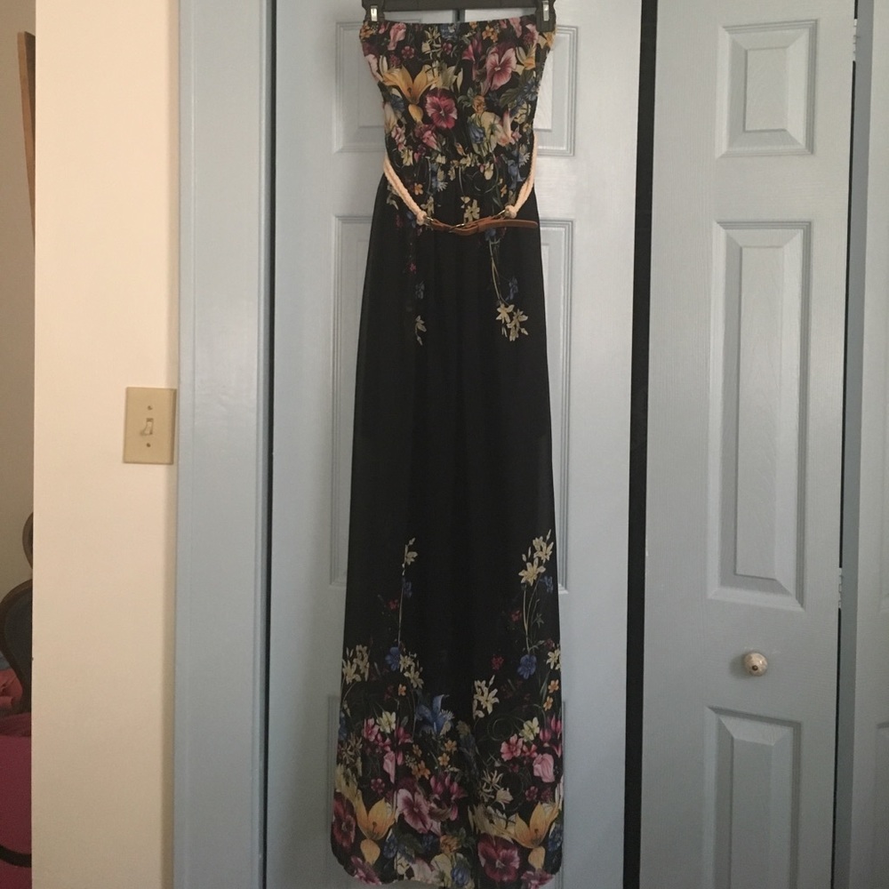 Strapless floral dress