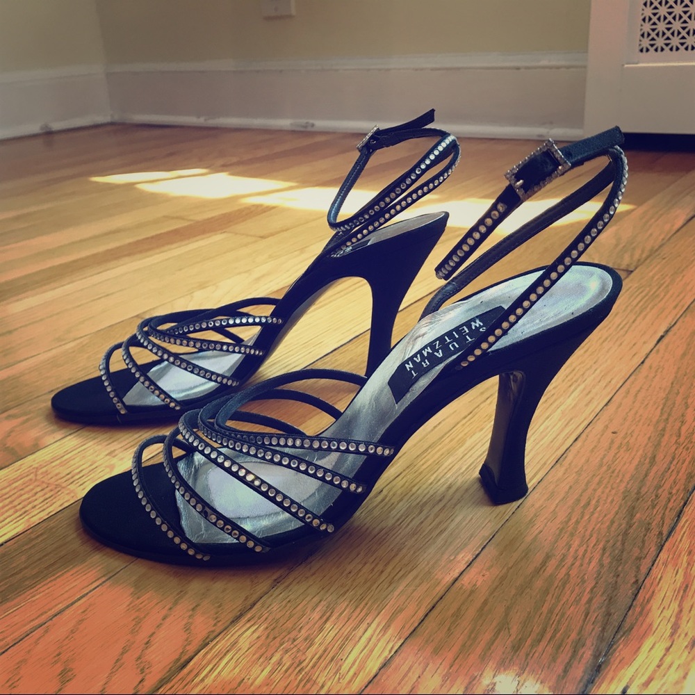 Strappy rhinestone designer heels