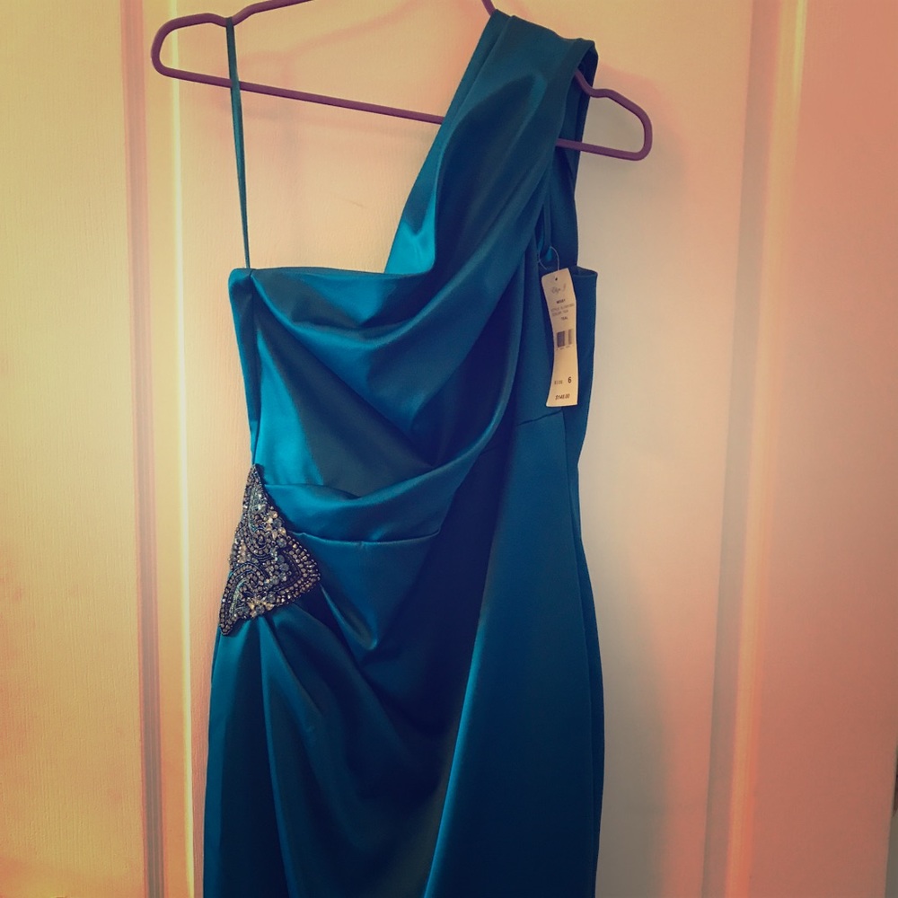 Eliza j cocktail dress -jeweled green/blue