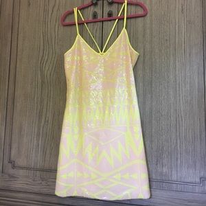 🥂HOT🥂 neon yellow sequined dress.