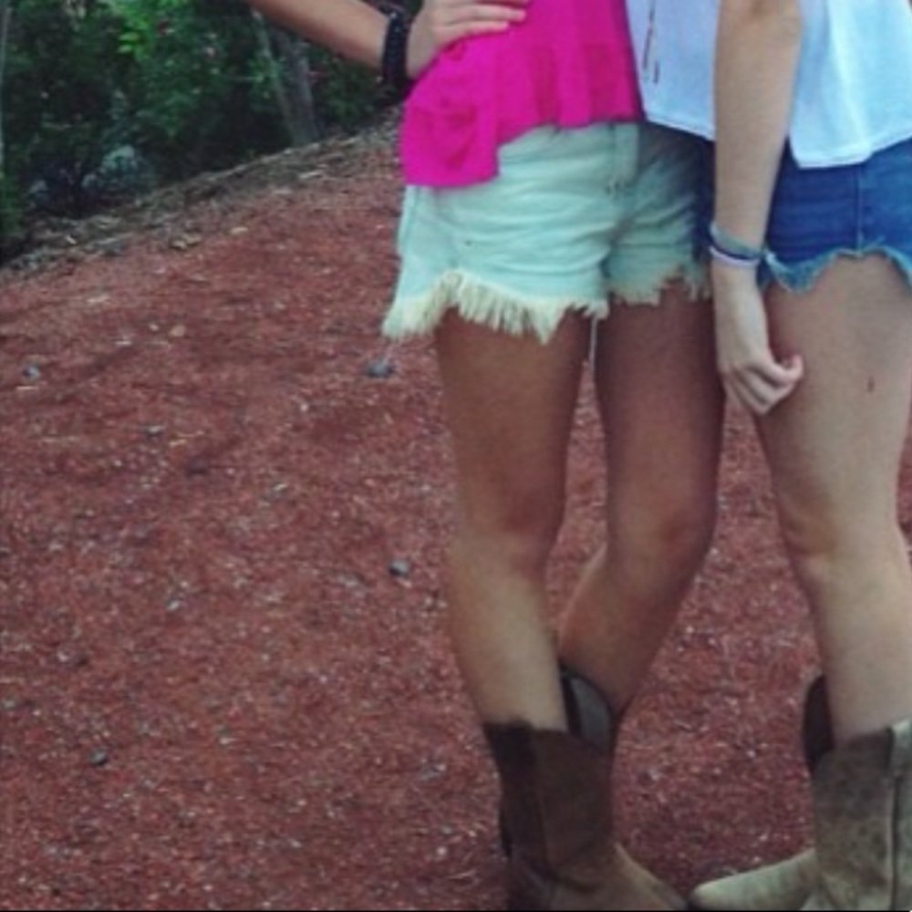 free people denim frayed shorts