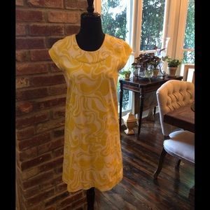 Kate Spade yellow and white shift dress size 4