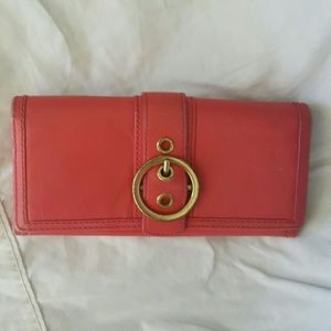 Coral Coach Leather Wallet