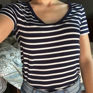 Blue and White Striped Tee