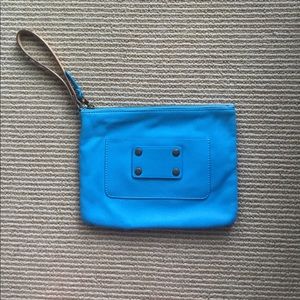 Bright blue large statement clutch