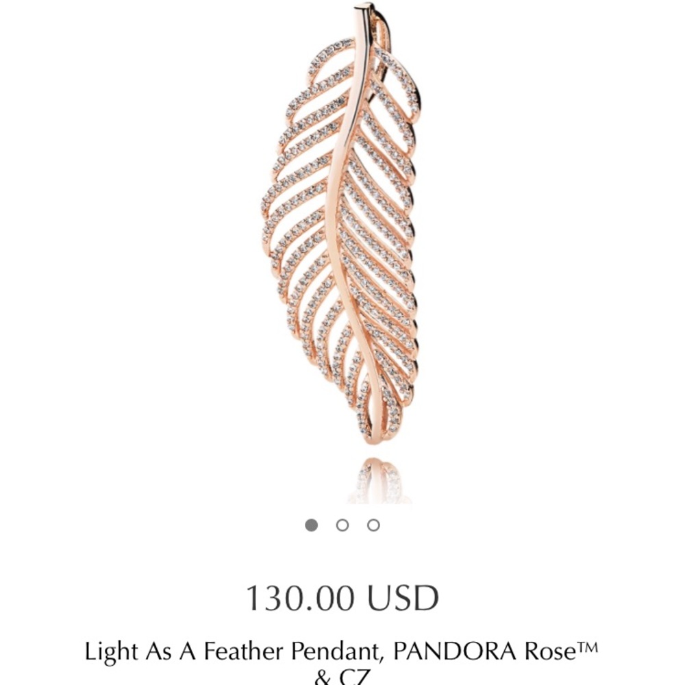 Pandora rose gold feather pendant