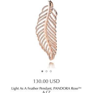 Pandora rose gold feather pendant