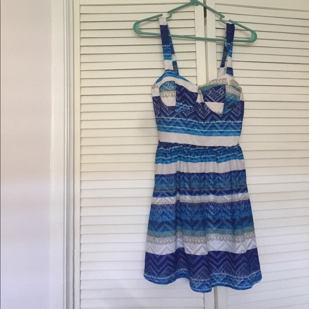 Shades of blue striped summer dress