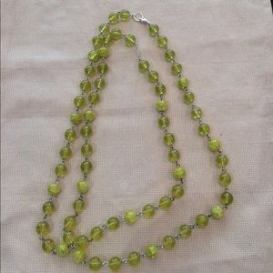 Vintage greenish-yellow gem necklace
