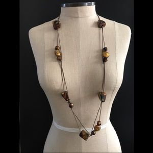 Long beaded necklace.