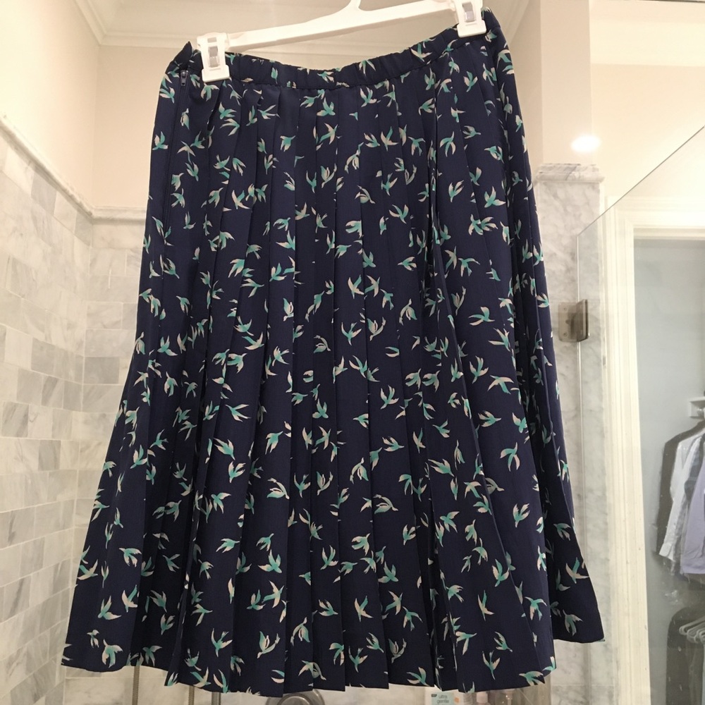 Forever 21 A line midi skirt in blue bird print