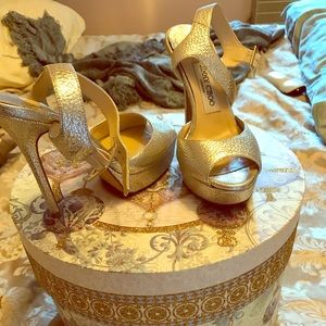 Jimmy Choo Silver platform heels