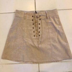 Tan lace up skirt