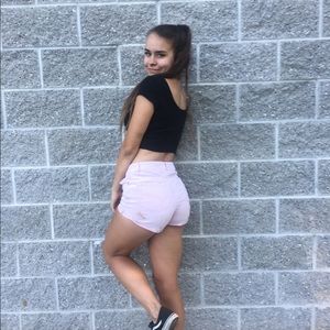 cute pink slightly high wasted shorts