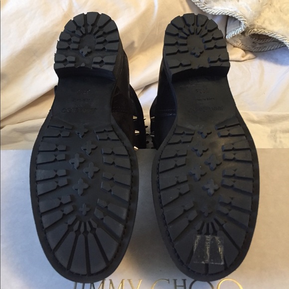 Jimmy Choo Gold Studded Biker Boots - Picture 6 of 8