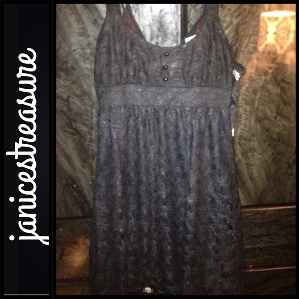 Black lace mini dress