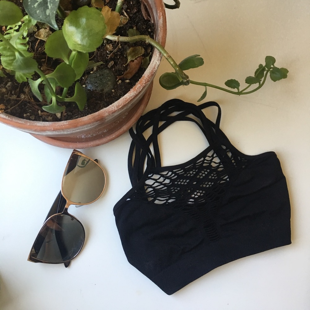Black High Neck Bralette - OS