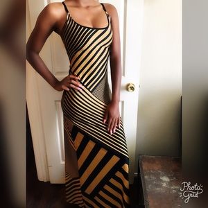 Tan and Black Striped Dress