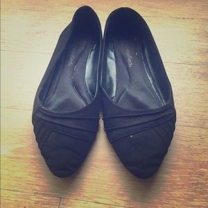 Pointy Black Suede Flats (Size 6.5) - DONATED