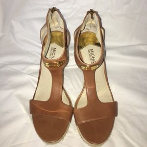 Michael Kors Leather Wedge Platform Summer Sandals