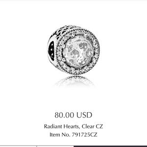 Pandora radiant hearts charm cz