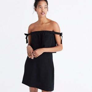 Madewell off the shoulder silk ribbon dress