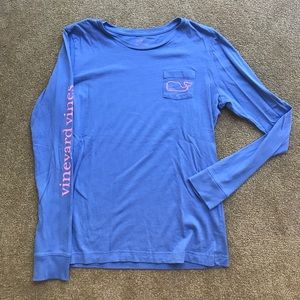 Vineyard Vines Blue Long Sleeve Whale Logo Tee
