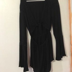 Tie front bell sleeve romper