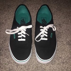 Black and Teal Authentic Vans