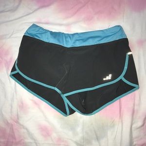 blue & grey running shorts