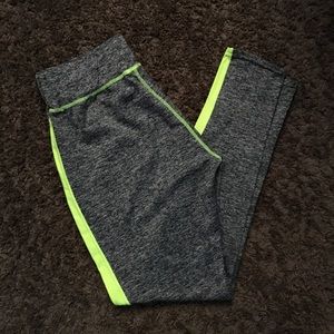 Grey neon green leggings