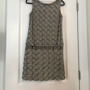 Beaded Gray Shift Dress