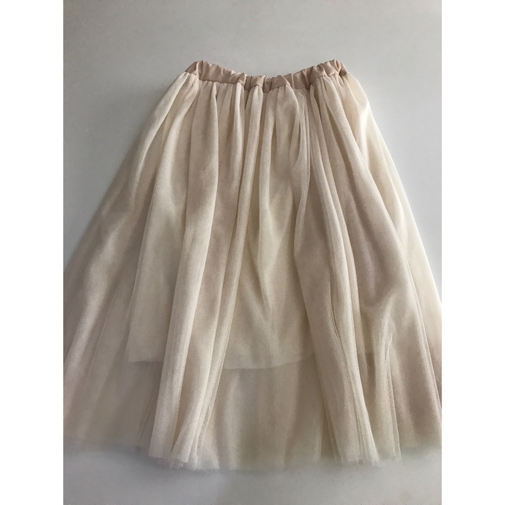Cream Tulle Midi  Skirt - Picture 5 of 5