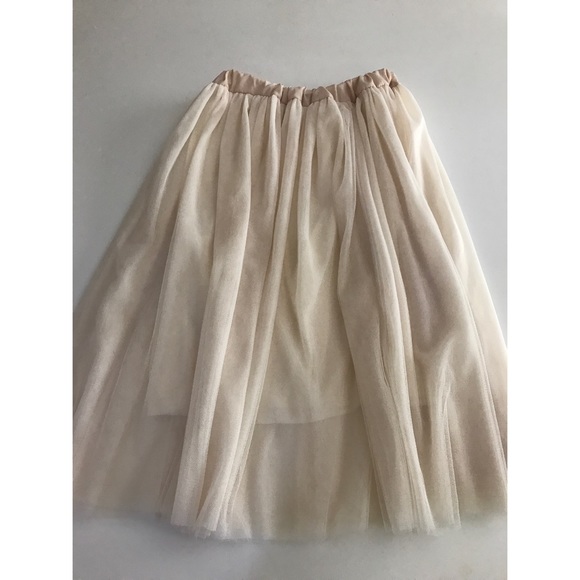 Cream Tulle Midi  Skirt - Picture 4 of 5