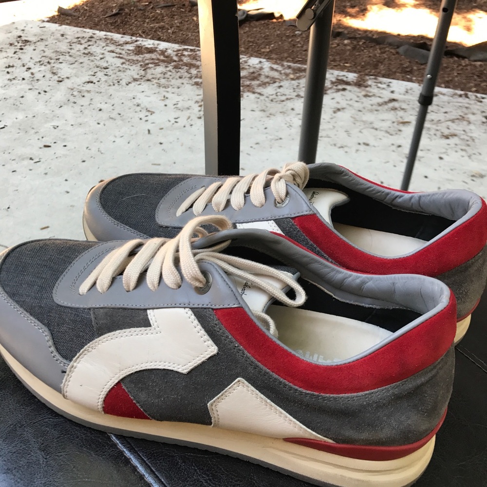 Salvatore Ferragamo Red Grey Male Sneakers