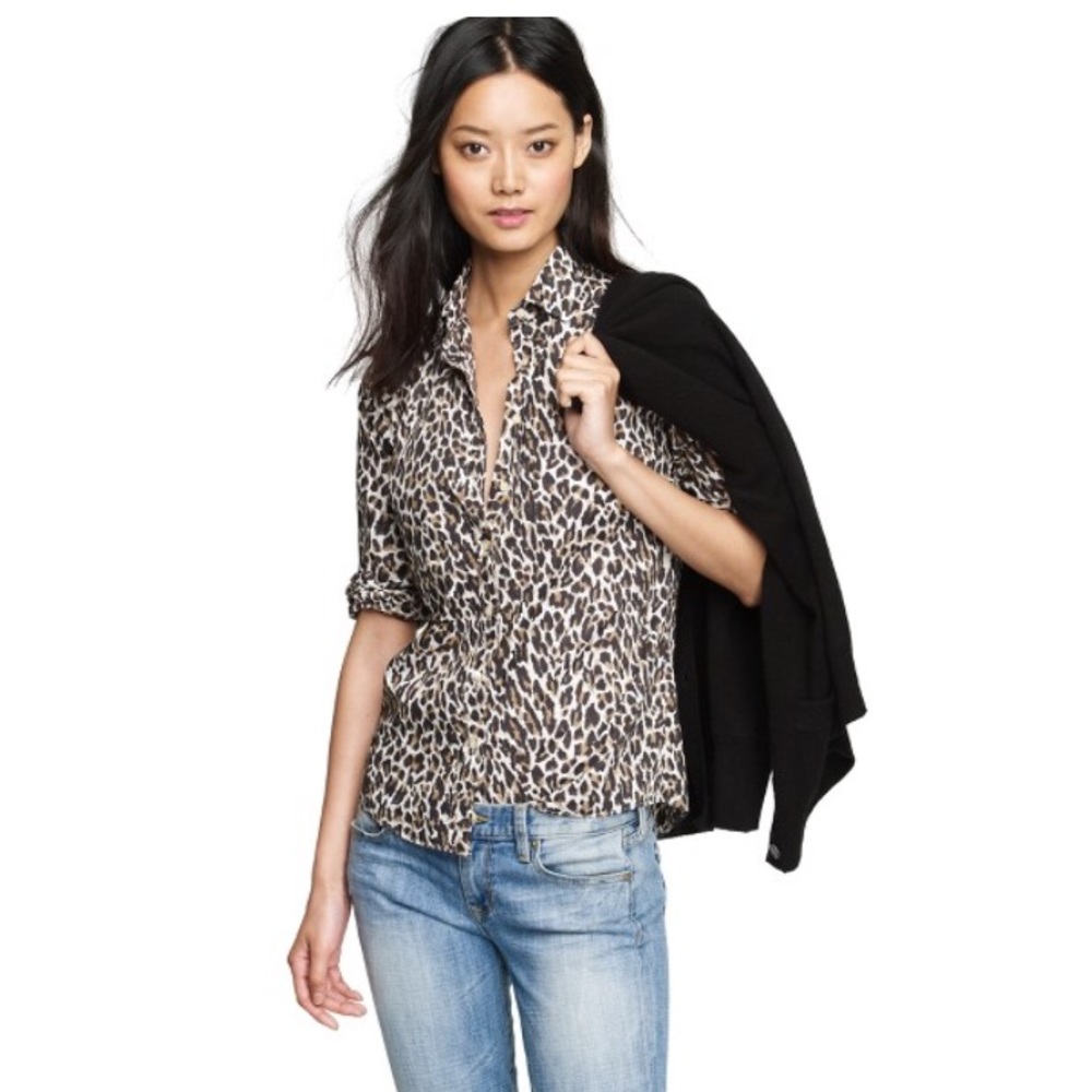 J. Crew leopard print perfect shirt