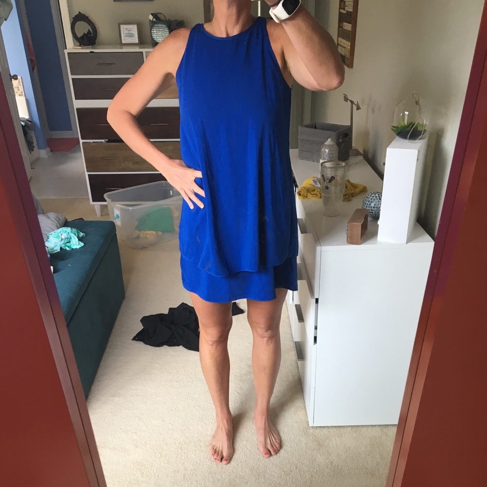 Royal blue shift layer dress