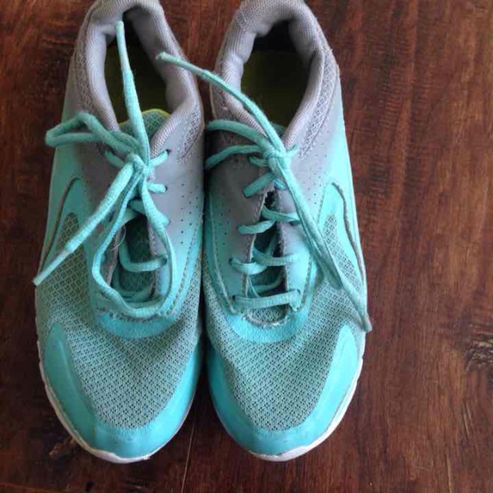 Blue and green sneakers