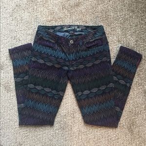 AE Dark Colored Leaves - Denim Jegging - Like New