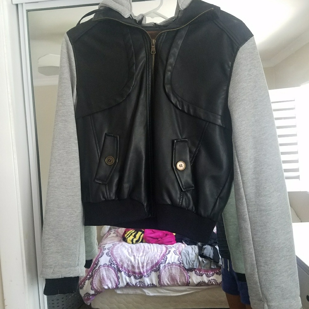 Hooded leather jacket