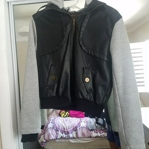 Hooded leather jacket