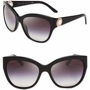 Bvlgari Mother Of Pearl Temple Black Sunglasses