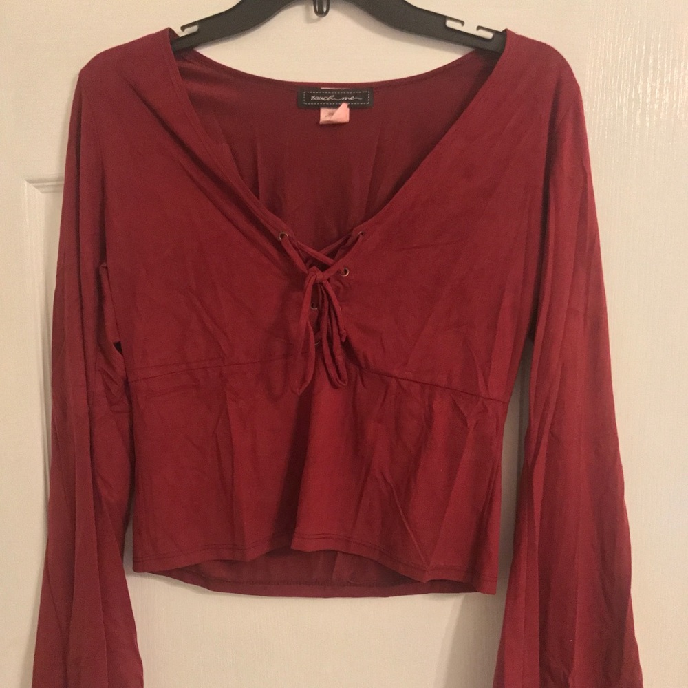 Suede Lace-up Crop Top