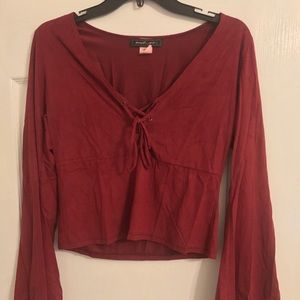 Suede Lace-up Crop Top