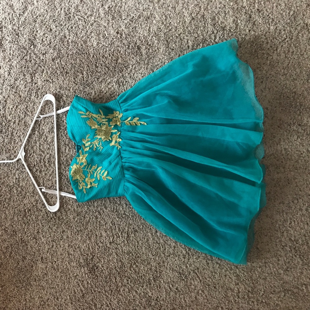 Turquoise strapless dress