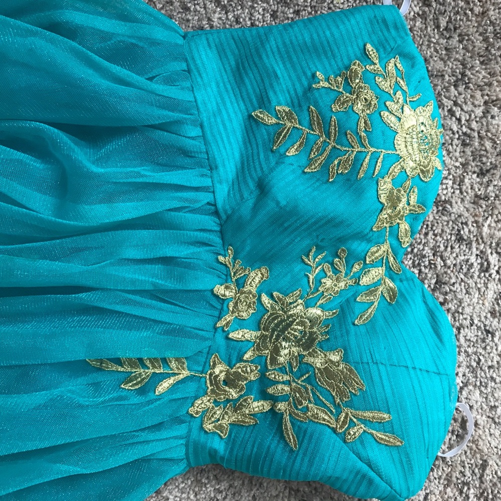 Turquoise strapless dress - Picture 4 of 5